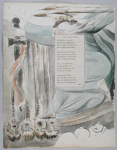 The Fatal Sisters、The 72 of The Poems of Thomas Grey、1797-98（紙にペンとインクが付いたトイレ） 作： William Blake
